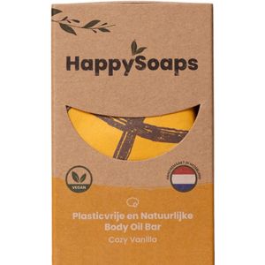 HappySoaps Body Oil Bar - Cozy Vanilla - Verzorgend & Hydraterend - 100% Plasticvrij, Vegan & Natuurlijk - 70gr