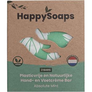 HappySoaps - Hand- En Voetcrème Bar Absolute Mint - 40g