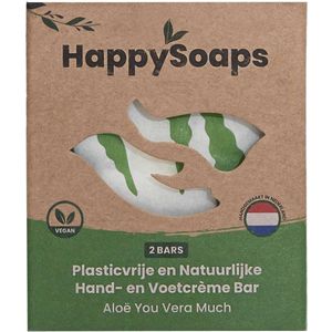 HappySoaps - Hand- En Voetcrème Bar Aloë You Vera Much - 40g