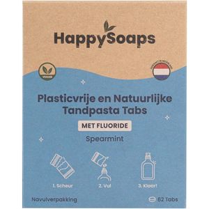HappySoaps Tandpasta tabs met fluoride navulverpakking 62 tabletten