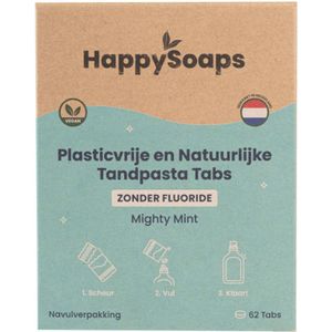 HappySoaps Tandpasta tabs zonder fluoride navulverpakking  62 Stuks
