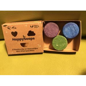 HappySoaps - Mini Shampoo Bars - Set van 3 - Vegan - Plasticvrij