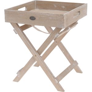 Home & Styling Bijzettafeltje/dienblad op hoge poten - naturel hout - 30 x 30 x 36 cm