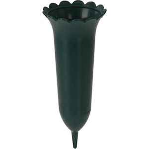 Grafvaas/grafvazen - kunststof - groen - 25 cm - Voor bloemen op graf