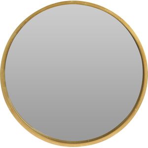 Home & Styling Ronde wandspiegel - gouden rand - hout - dia 30 cm