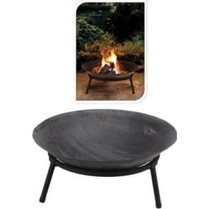 Metalen Braciere Da Giardino 57 Cm Con Supporto – Fuoco All'Aperto – Bacino In Metallo Nero, Diametro 57 Cm, Altezza Totale 25 Cm – CE Approvato, Peso 3,2 Kg