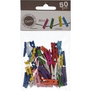 Home &amp; Styling collection decoratie knijpers - 50x stuks - gekleurd - hout - 2,5 cm