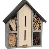 Vlinderhuis/bijenhuis/wespenhotel voor insecten - 29 cm - grijs - vlinderhuis/ lieveheersbeestjehuis