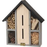 Vlinderhuis/bijenhuis/wespenhotel voor insecten - 29 cm - grijs - vlinderhuis/ lieveheersbeestjehuis