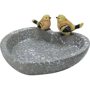 Pro Garden Vogelbad/voederschaal - grijs - kunststof - D25,5 x H11,5 cm - drinkschaal voor tuinvogels