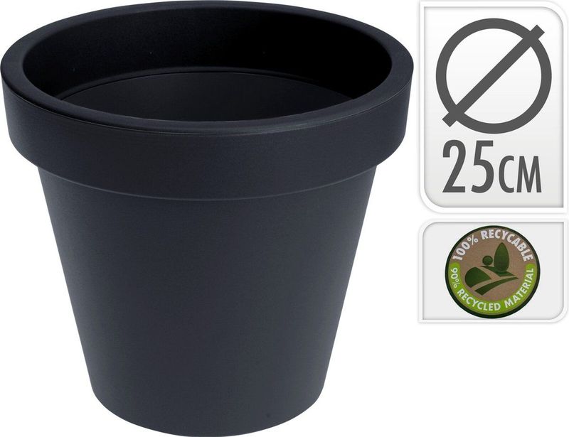 Ecken & Kanten - Bloempot - Antraciet - Kunststof - Ø 25 centimeter