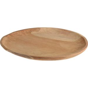 Kaarsenbord/decoratie schaal - teak hout - D40 x H2 cm - Kaarsenplateaus