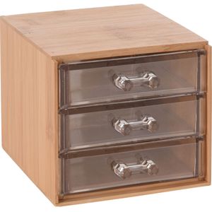 Eleganza bureau/hobby organizer - 3 lades - 16 x 13 x 10 cm - bamboe hout