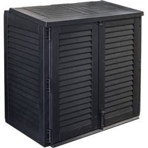 Containerombouw - Containerkast voor 2 afvalbakken - Kunststof - Zwart - 117x74x110cm Zwart - Opbergbox