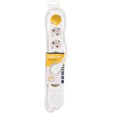 FX tools Stekkerdoos 6-voudig - met randaarde en schakelaar - wit - snoer van 140 cm - stekkerdozen - verlengsnoeren/verlengkabels