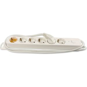 FX tools Stekkerdoos 6-voudig - met randaarde en schakelaar - wit - snoer van 140 cm - stekkerdozen - verlengsnoeren/verlengkabels