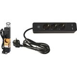 Stekkerdoos Met Ruimte Voor 3 Stekkers En 2 USB Stekkers Met Schakelaar En Randaarde, Snoerlengte 1,4 Meter Zwart zwart Excellent Electrics