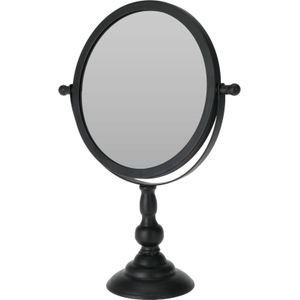 Make-up spiegel/ scheerspiegel op voet - zwart - 25 x 10 x 33 cm