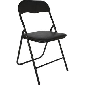 Klapstoel met kunstleer zitting - zwart - 40 x 38 x 88 cm - metaal