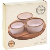 Excellent Houseware Serveerplank - acacia hout - D20 cm - incl. 3x schaaltjes