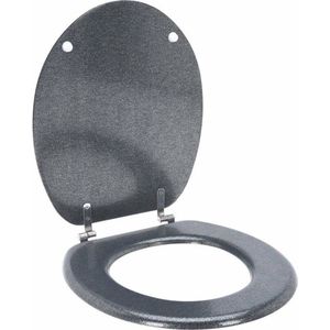 Toiletbril-WCbril- MDF 18 inch zilver glitter-incl bevestigingsmateriaal