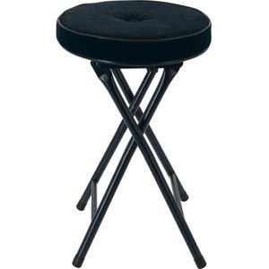 Home & Styling Bijzet krukje/stoel - Opvouwbaar - Blauw - Ribcord - D33 x H49 cm