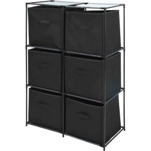 Storage solutions - Opbergkast met 6 opbergvakken - zwart - 68 x 35 x 102 cm