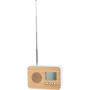 Excellent Houseware Digitale wekker - naturel/wit - kunststof - 14 x 6 x 10 cm - alarm klok