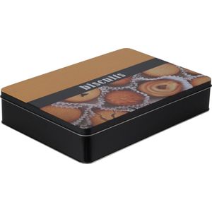 Voorraadblik Koekjes 26x19x5cm zwart Blik Merkloos Voorraadbus