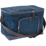 Strand/camping koeltas - schoudertas model - 2 vakken - blauw - L40 x B23 x H28 cm