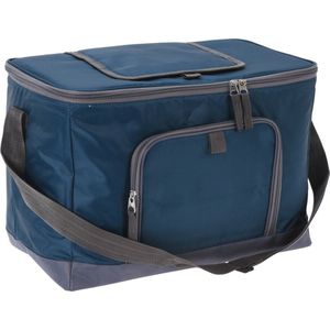 Strand/camping koeltas - schoudertas model - 2 vakken - blauw - L40 x B23 x H28 cm