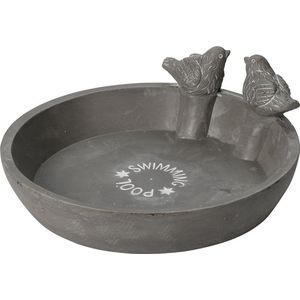 Pro Garden Vogelbad/voederschaal - grijs - mineraal - D23 x H6,5 cm - drinkschaal voor tuinvogels