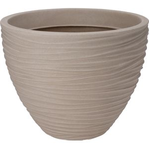 Pro Garden Plantenpot/bloempot Dunes - Tuin - stevig kunststof - beige/zand - D40 x H31 cm - Voor buiten