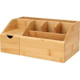 Eleganza Make-up organizer - bamboe hout - 24 x 15 x 11 cm - kwasten houder