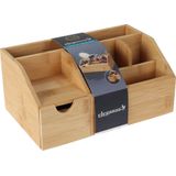 Eleganza Make-up organizer - bamboe hout - 24 x 15 x 11 cm - kwasten houder