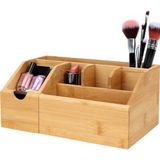 Eleganza Make-up organizer - bamboe hout - 24 x 15 x 11 cm - kwasten houder