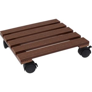 Plantentrolley - hout - bruin - vierkant - 29 x 29 cm - 100 kilo - Planten onderzetter