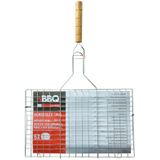 BBQ collection Barbecue rooster - klem grill - metaal/hout - L33 x B20 x H1,5 cm - vlees/vis/groente