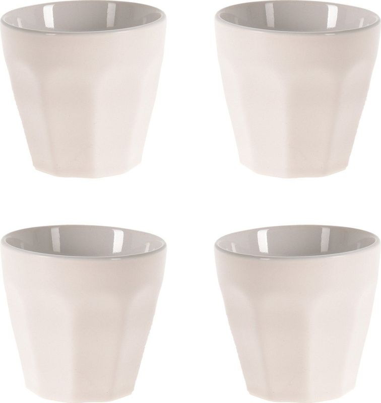 Excellent Houseware espresso/koffie kopjes - 4x - wit - porselein - 90 ml