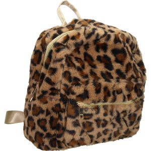 Kinder Rugtas Pluche Panterprint Roze