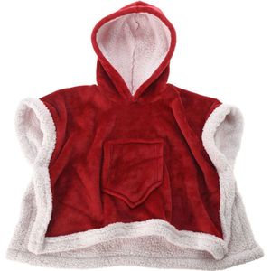 Kerstmancape - Rood - Kinderen - Warme Poncho met Teddyvoering