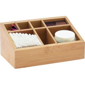 Eleganza Make-up organizer - bamboe hout - 17 x 10 x 8 cm - kwasten houder