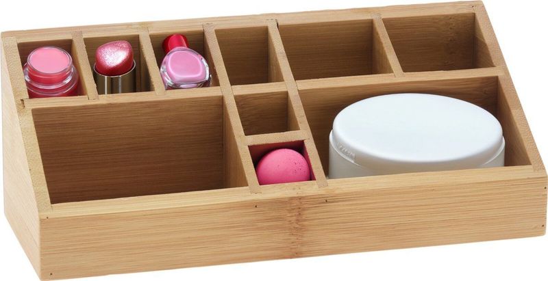 Eleganza Make-up organizer - bamboe hout - 23 x 9 x 9 cm - kwasten houder