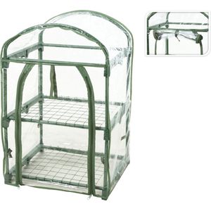 Progarden Kweekkas - 2 verdiepingen - 50 x 45 x 84 cm - broeikas met stalen plantenetage - PVC