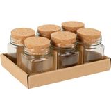 Set van 6 Glazen Potjes - Transparant - Kurken Dop - Inhoud 160 ml
