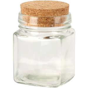 Set van 6 Glazen Potjes - Transparant - Kurken Dop - Inhoud 160 ml