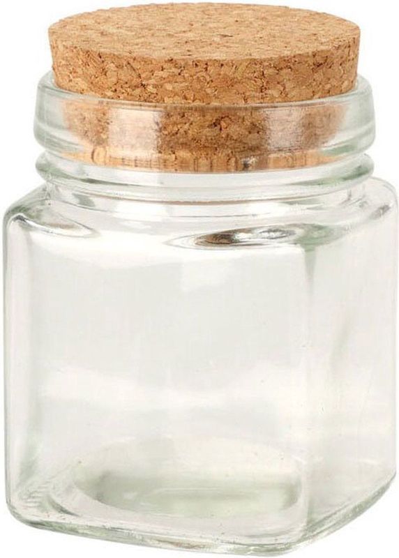 Set van 6 Glazen Potjes - Transparant - Kurken Dop - Inhoud 160 ml