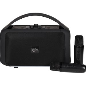 BRAINZ Karaoke Speaker XXL - Complete Karaoke Set - Inclusief Microfoons - 27 x 13,5 x 22 cm - Zwart