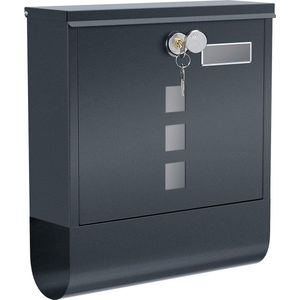 Hoppa! - Brievenbus - Antraciet - RVS - Hangend Aan De Wand - Slot Met Koperen Slotcilinder