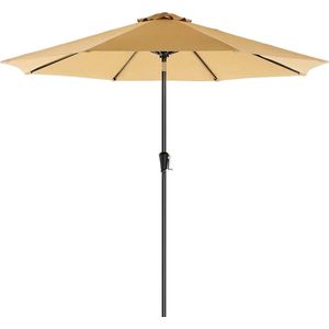 Hoppa! parasol, 270 cm, marktparasol, UV-bescherming tot UPF 50+, tuinparasol, terrasparasol, zonwering, inklapbaar, met zwengel, zonder statief, voor tuin, balkon en terras, taupe